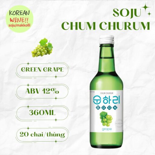Rượu Soju Hương Nho Xanh Chum Churum Green Grape